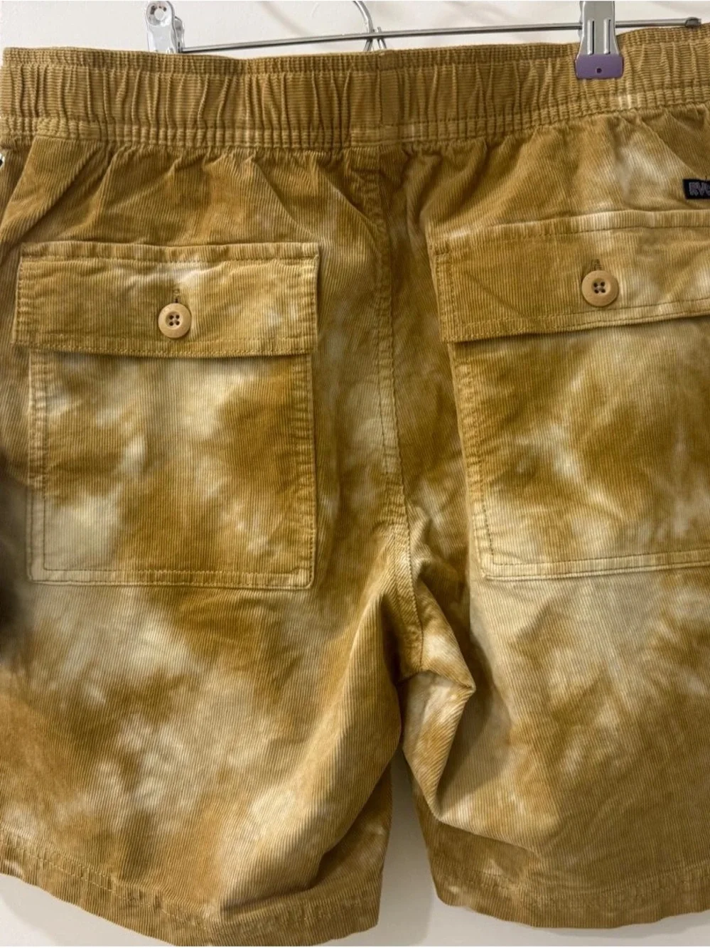 RVCA Bleached Corduroy Shorts in Tan and Cream